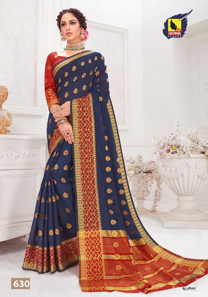 Lotus Butta By Ashika Sarees 621 To 630 Series Indian Traditional Wear Collection Beautiful Stylish Fancy Colorful Party Wear & Occasional Wear Heavy Chanderi Cotton Sarees At Wholesale Price