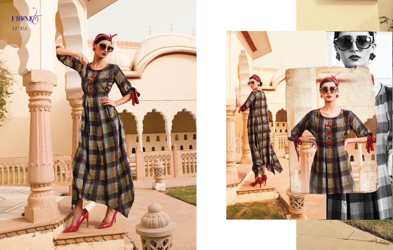 Love By Fionista 1011 To 1017 Series Beautiful Stylish Fancy Colorful Designer Party Wear & Ethnic Wear & Ready To Wear Heavy Rayon Long Kurtis At Wholesale Price