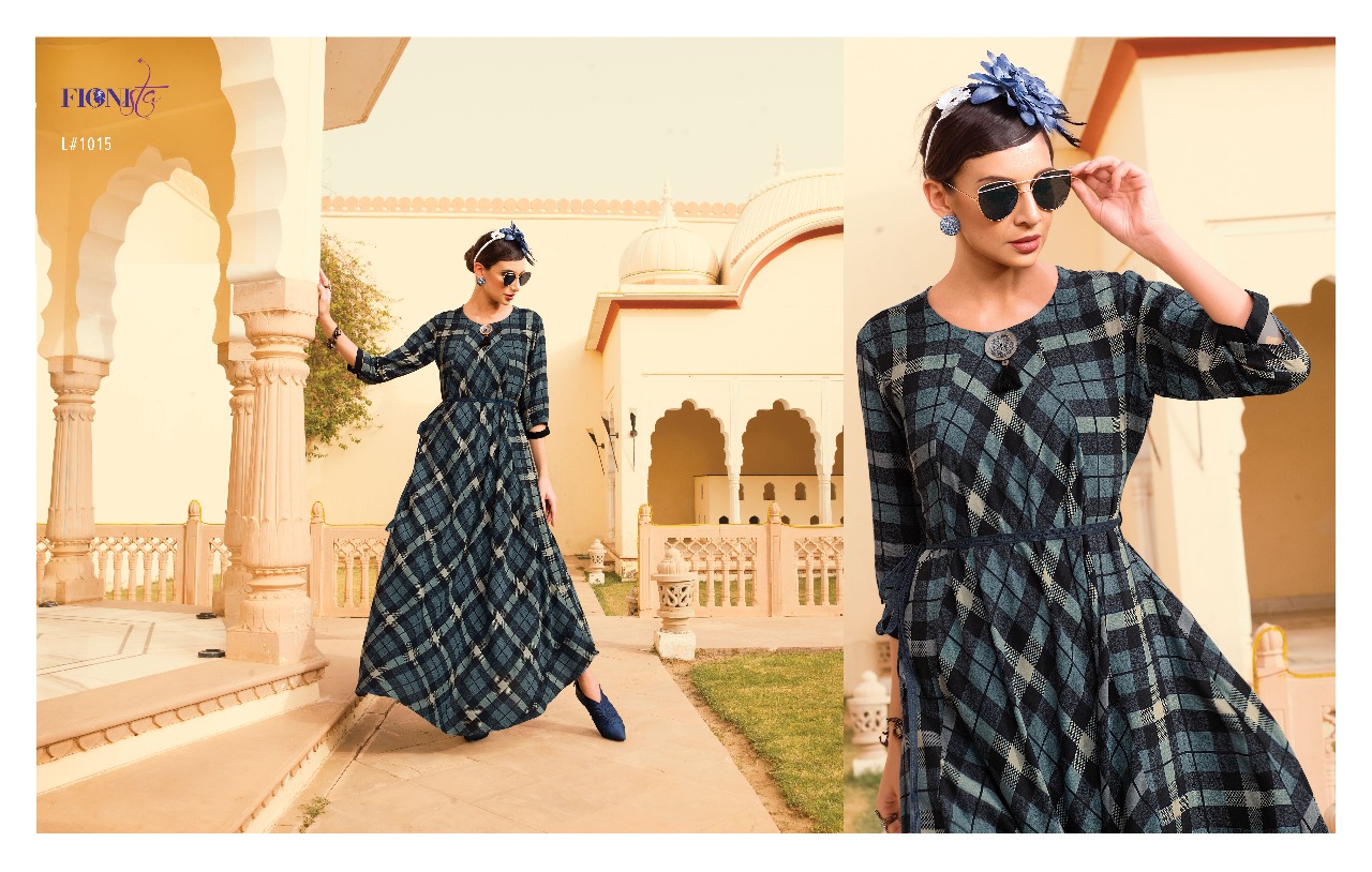Love By Fionista 1011 To 1017 Series Beautiful Stylish Fancy Colorful Designer Party Wear & Ethnic Wear & Ready To Wear Heavy Rayon Long Kurtis At Wholesale Price