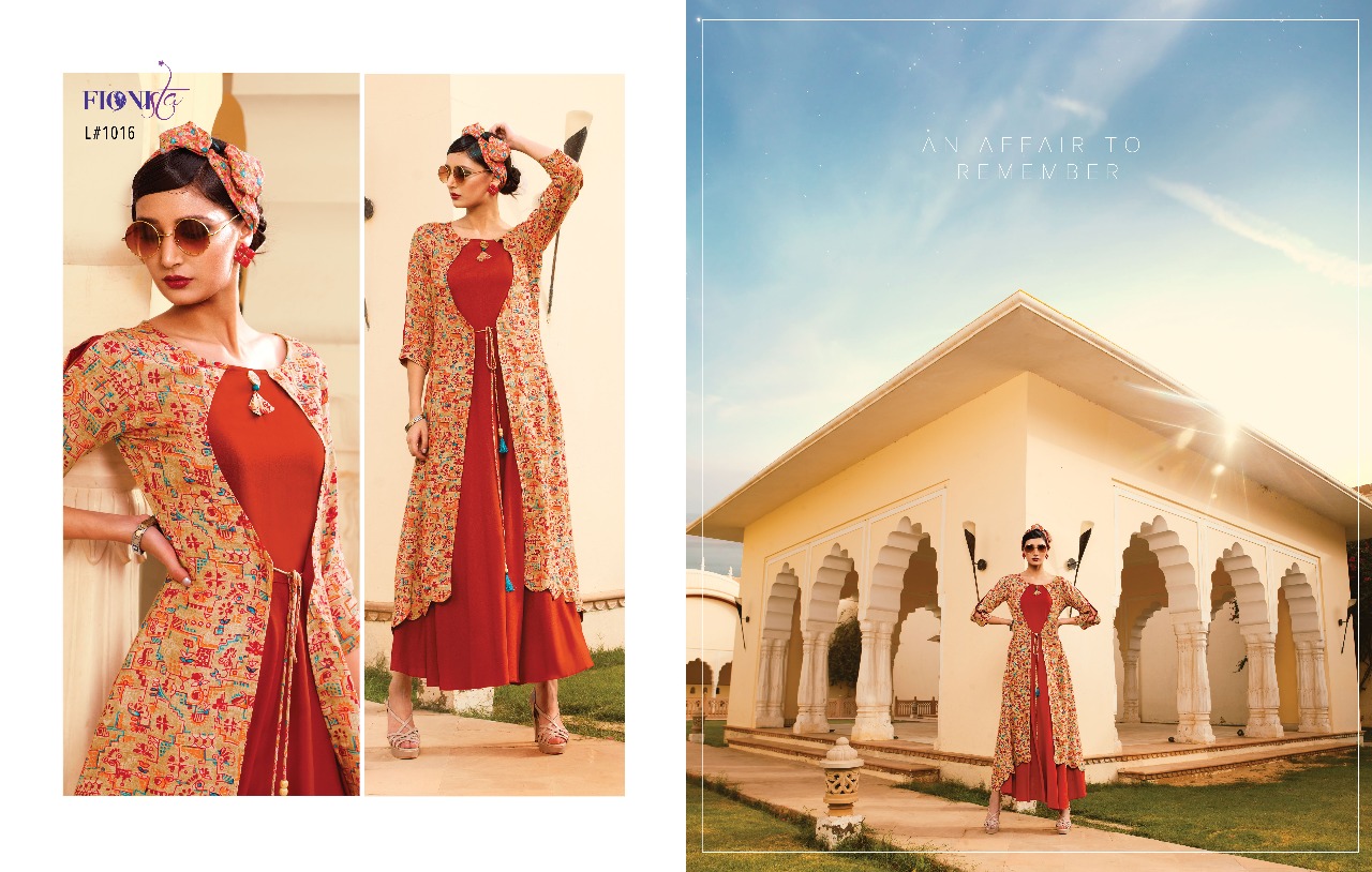 Love By Fionista 1011 To 1017 Series Beautiful Stylish Fancy Colorful Designer Party Wear & Ethnic Wear & Ready To Wear Heavy Rayon Long Kurtis At Wholesale Price