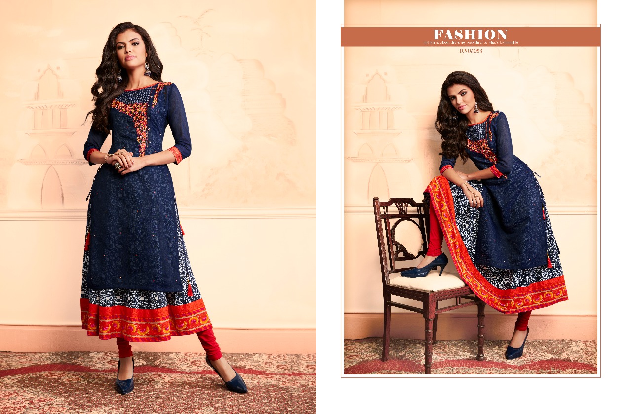 Luxurious By Taapsee Pannu By Kajree Fashion 1091 To 1100 Series Designer Beautiful Stylish Fancy Colorful Party Wear & Ethnic Wear Pure Modal Banaras With Cotton Printed Inner Kurtis At Wholesale Price