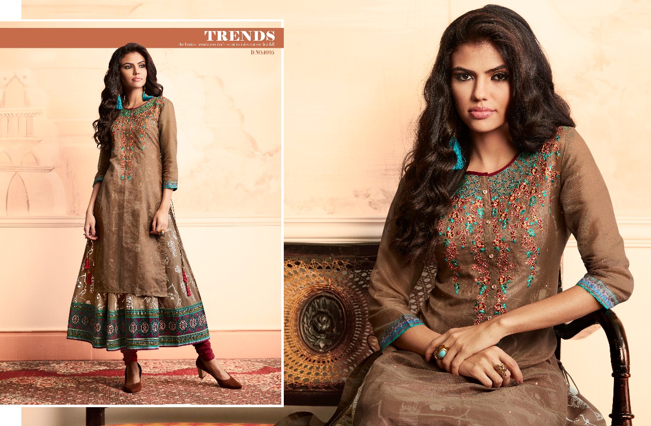 Luxurious By Taapsee Pannu By Kajree Fashion 1091 To 1100 Series Designer Beautiful Stylish Fancy Colorful Party Wear & Ethnic Wear Pure Modal Banaras With Cotton Printed Inner Kurtis At Wholesale Price