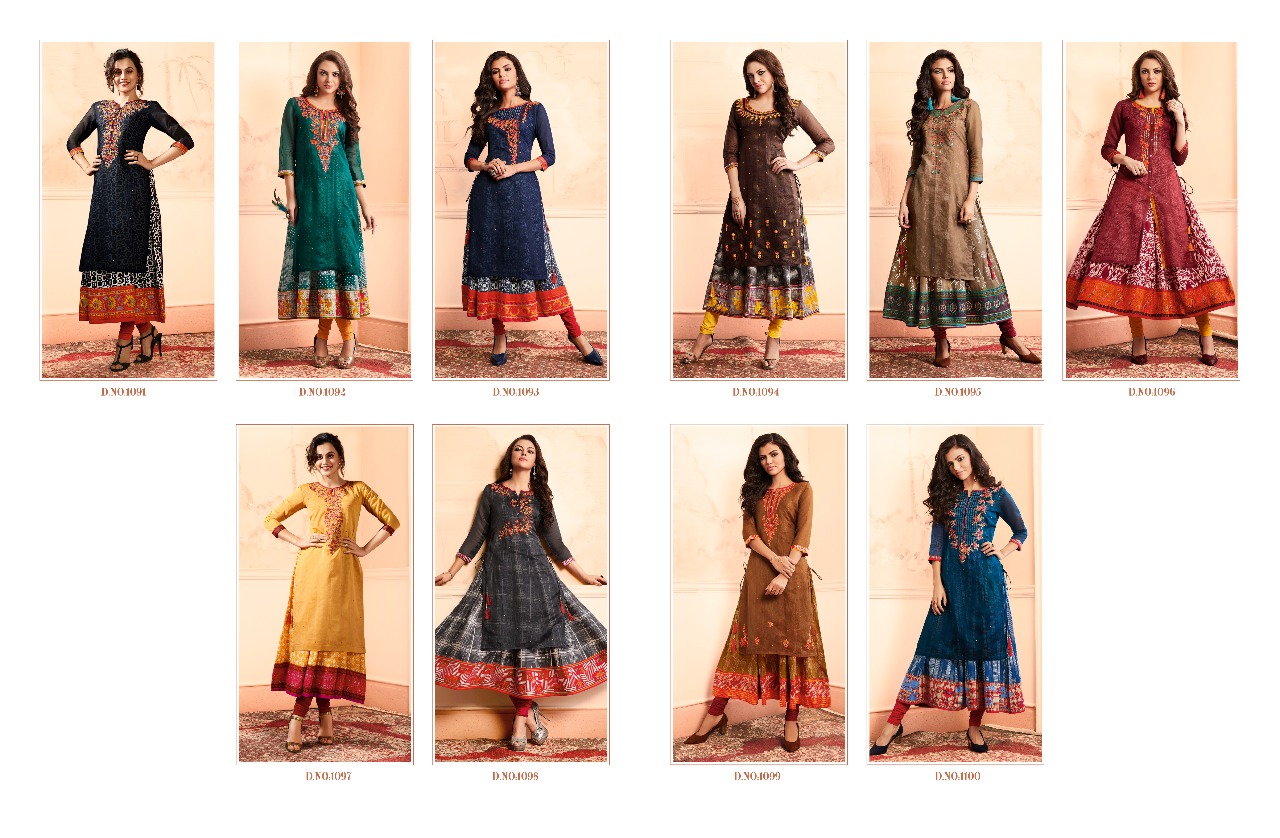 Luxurious By Taapsee Pannu By Kajree Fashion 1091 To 1100 Series Designer Beautiful Stylish Fancy Colorful Party Wear & Ethnic Wear Pure Modal Banaras With Cotton Printed Inner Kurtis At Wholesale Price