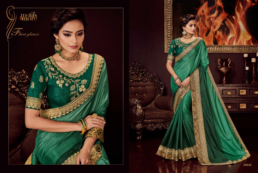 M & M Vol-4 By Motifs & More 10401 To 10419 Series Indian Traditional Wear Collection Beautiful Stylish Fancy Colorful Party Wear & Occasional Wear Georgette Satin Embroidered Sarees At Wholesale Price