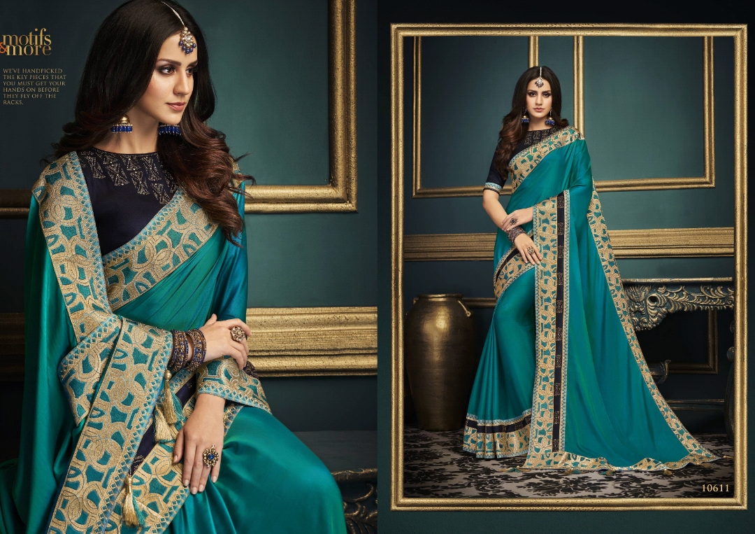 M & M Vol-6 By Motifs & More 10601 To 10615 Series Indian Traditional Wear Collection Beautiful Stylish Fancy Colorful Party Wear & Occasional Wear Fancy Embroidered Sarees At Wholesale Price