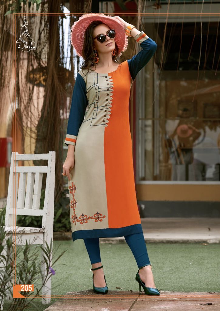 Maahi Vol-2 By Diksha Creation 201 To 214 Series Beautiful Stylish Fancy Colorful Casual Wear & Ethnic Wear & Ready To Wear Rayon Embroidered Kurtis At Wholesale Price