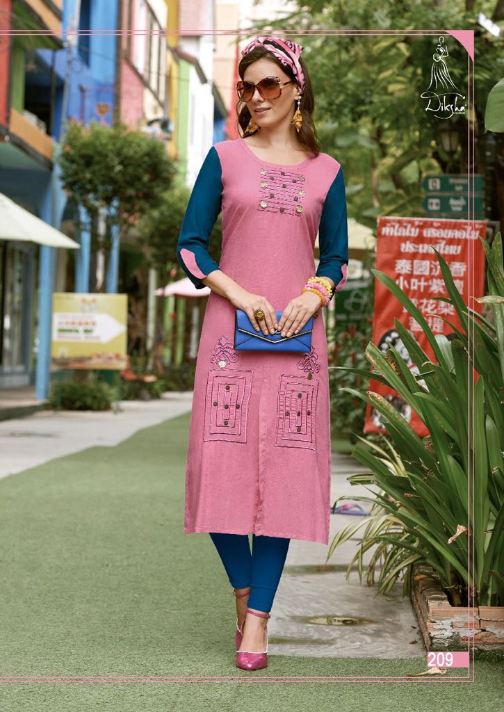 Maahi Vol-2 By Diksha Creation 201 To 214 Series Beautiful Stylish Fancy Colorful Casual Wear & Ethnic Wear & Ready To Wear Rayon Embroidered Kurtis At Wholesale Price