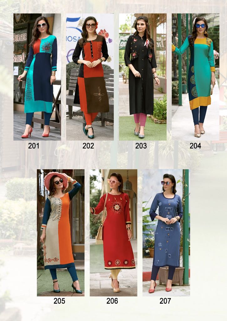 Maahi Vol-2 By Diksha Creation 201 To 214 Series Beautiful Stylish Fancy Colorful Casual Wear & Ethnic Wear & Ready To Wear Rayon Embroidered Kurtis At Wholesale Price