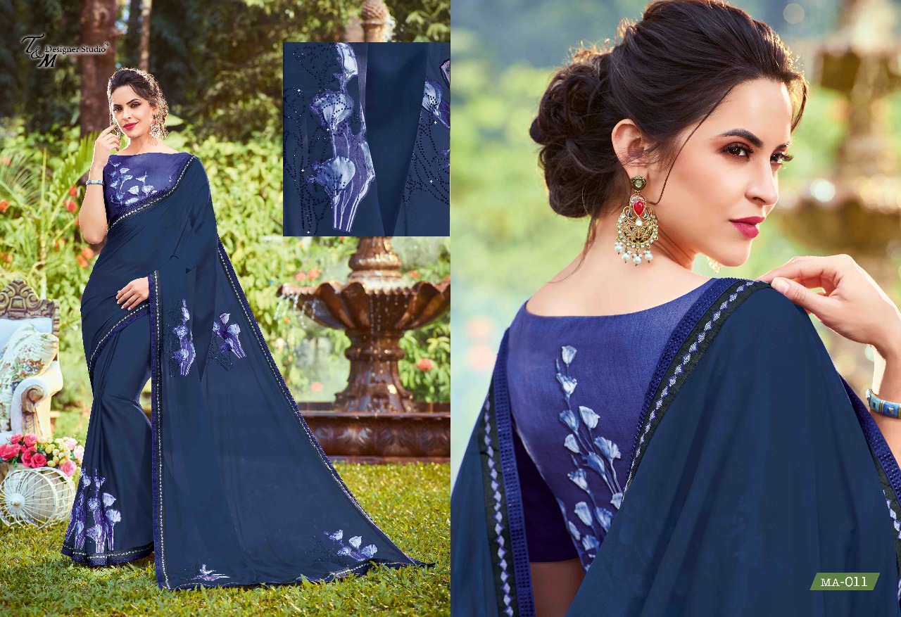 Maahira By T&m Designer Studio 001 To 019 Series Designer Wedding Collection Beautiful Stylish Fancy Colorful Traditional Wear & Occasional Wear Georgette Sarees At Wholesale Price