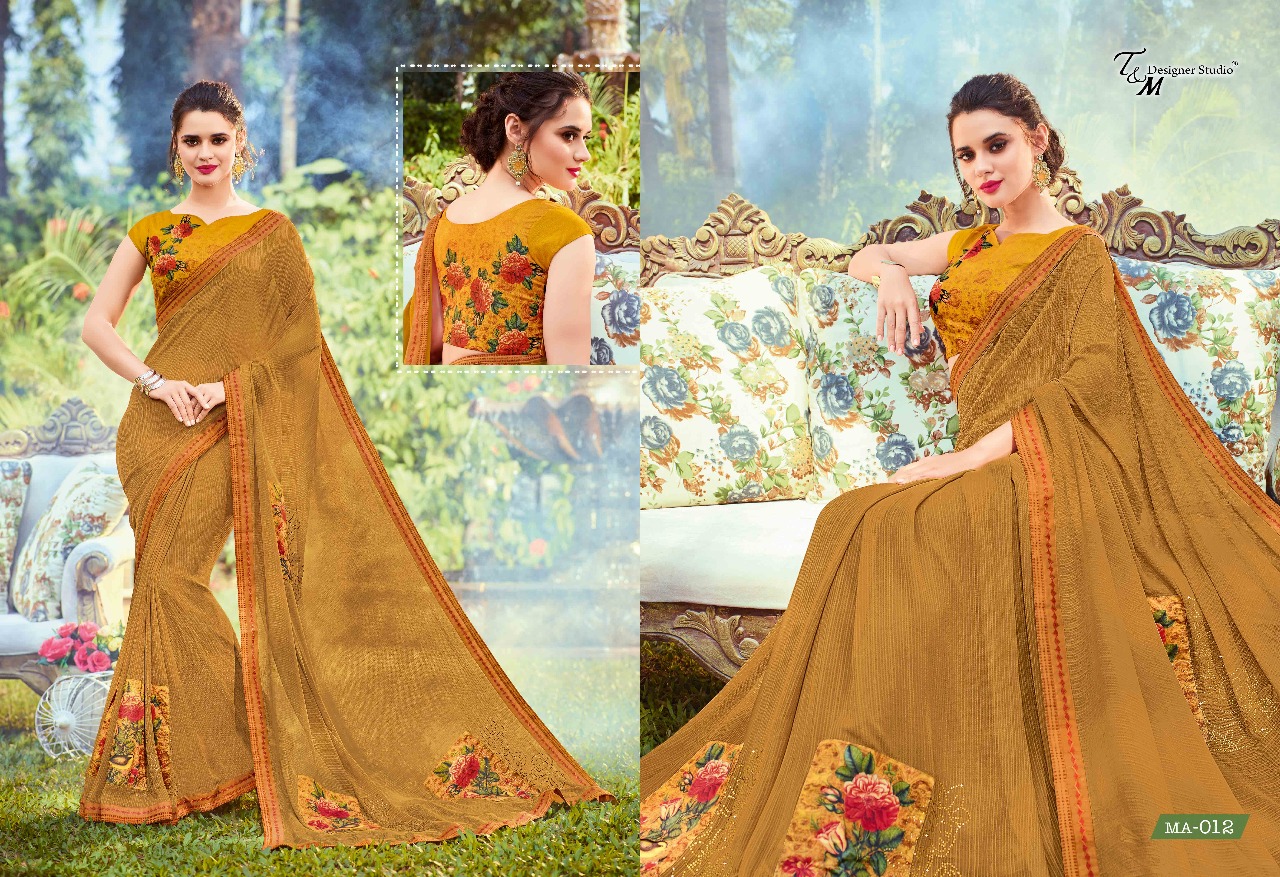 Maahira By T&m Designer Studio 001 To 019 Series Designer Wedding Collection Beautiful Stylish Fancy Colorful Traditional Wear & Occasional Wear Georgette Sarees At Wholesale Price