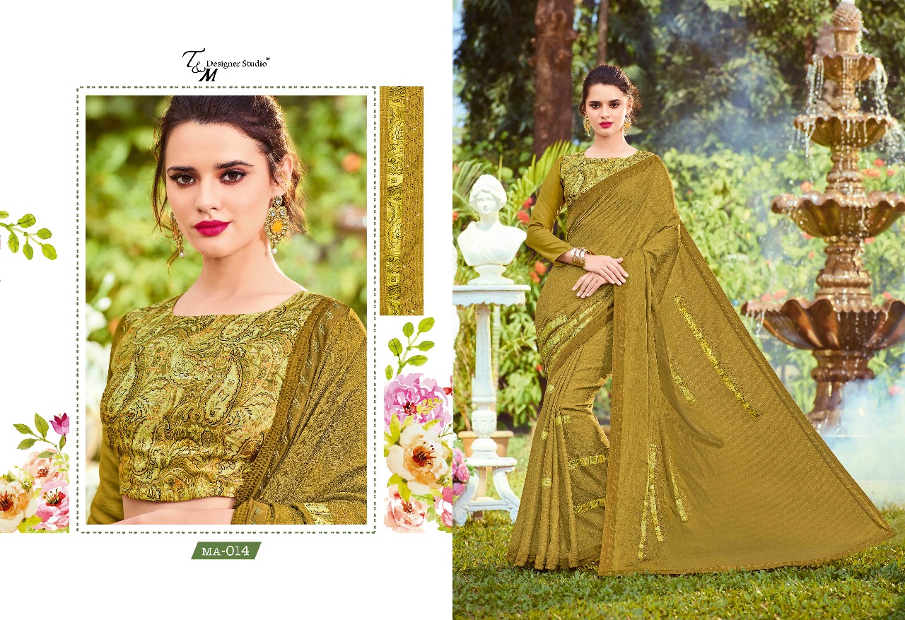 Maahira By T&m Designer Studio 001 To 019 Series Designer Wedding Collection Beautiful Stylish Fancy Colorful Traditional Wear & Occasional Wear Georgette Sarees At Wholesale Price