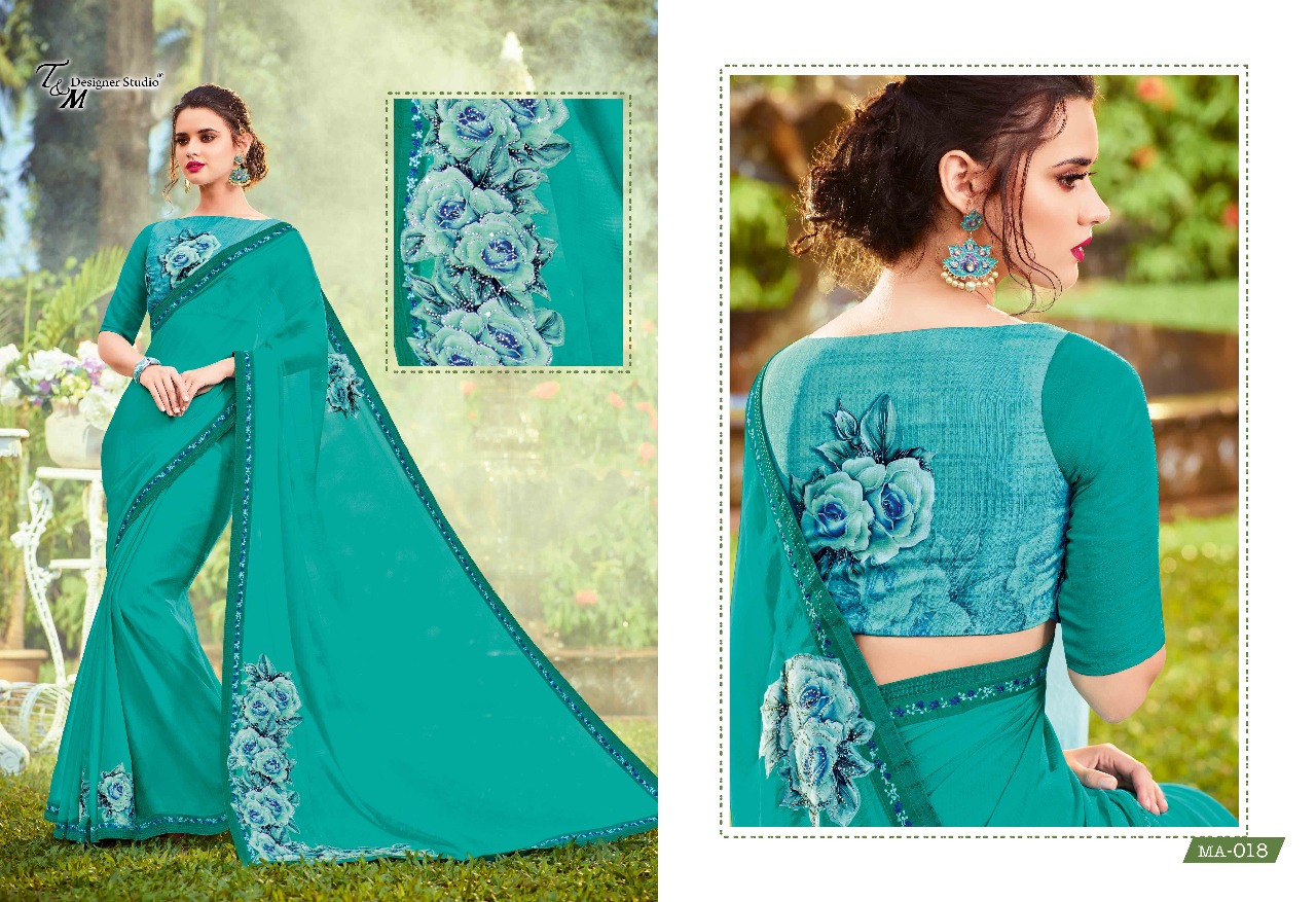 Maahira By T&m Designer Studio 001 To 019 Series Designer Wedding Collection Beautiful Stylish Fancy Colorful Traditional Wear & Occasional Wear Georgette Sarees At Wholesale Price