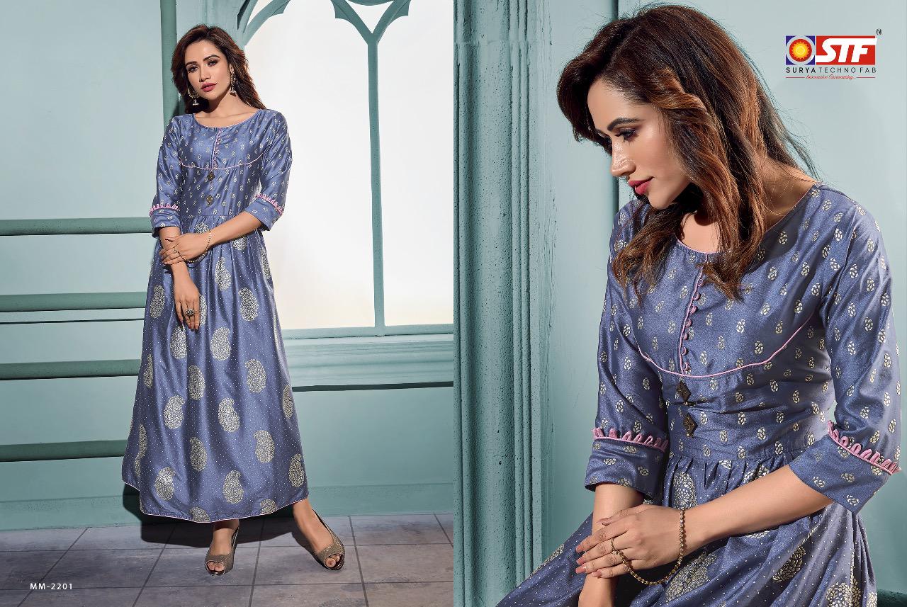 Maanyata Vol-2 Surya Techno Fab 2201 To 2206 Series Gowns Collection Beautiful Stylish Fancy Colorful Party Wear & Occasional Wear Light Weight Satin Silk Gowns At Wholesale Price