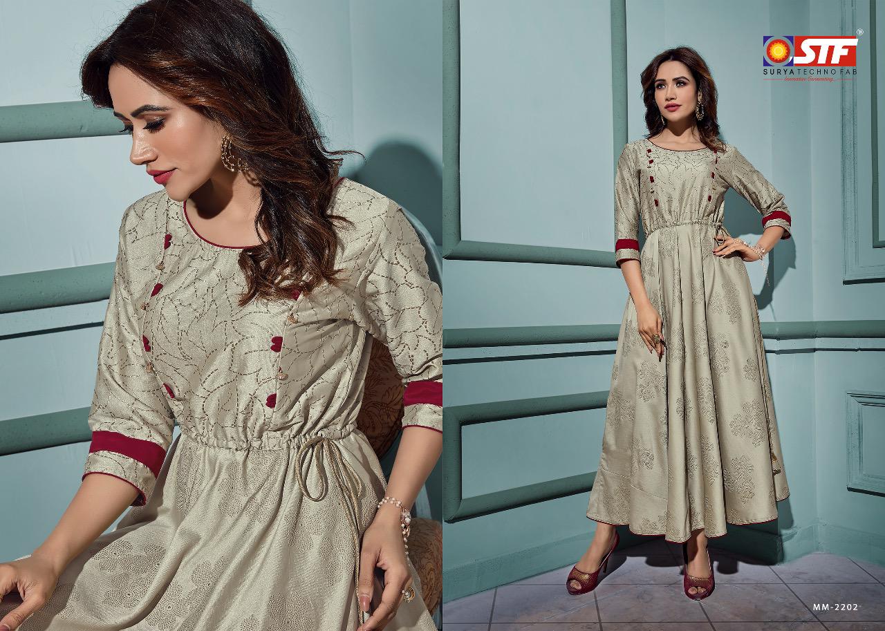 Maanyata Vol-2 Surya Techno Fab 2201 To 2206 Series Gowns Collection Beautiful Stylish Fancy Colorful Party Wear & Occasional Wear Light Weight Satin Silk Gowns At Wholesale Price