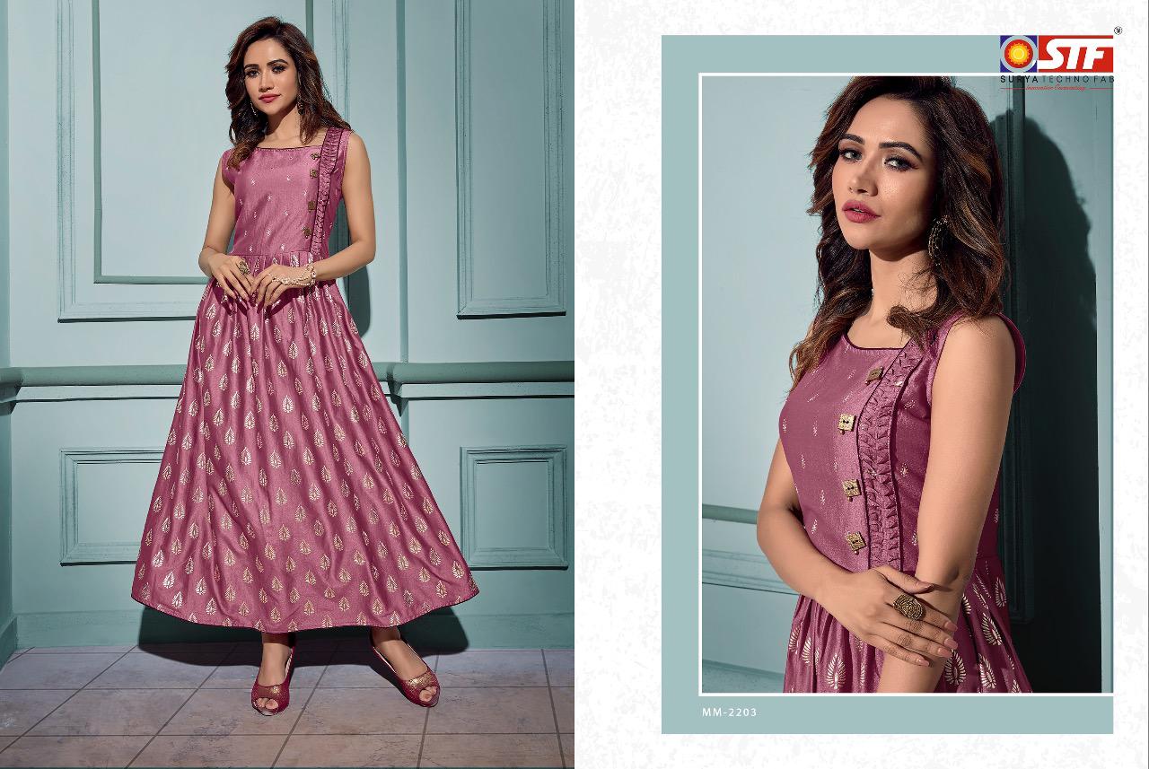 Maanyata Vol-2 Surya Techno Fab 2201 To 2206 Series Gowns Collection Beautiful Stylish Fancy Colorful Party Wear & Occasional Wear Light Weight Satin Silk Gowns At Wholesale Price