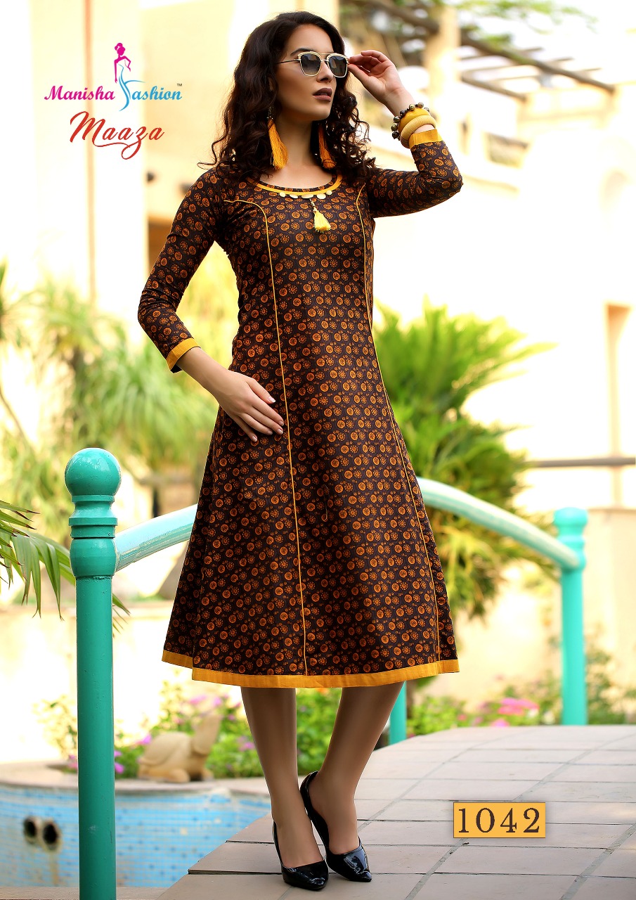 Maaza By Manisha Fashion 1041 To 1052 Series Beautiful Stylish Fancy Colorful Casual Wear & Ready To Wear & Ethnic Wear Slub & Poplin Kurtis At Wholesale Price