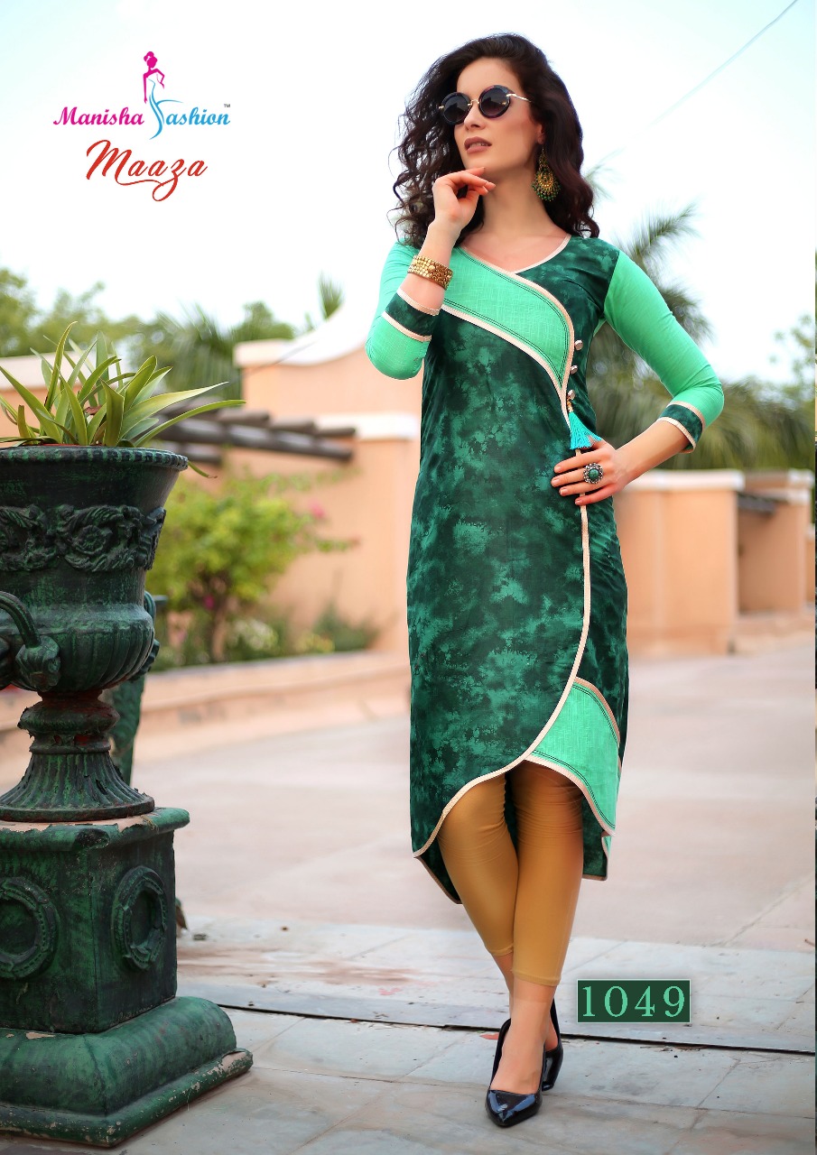 Maaza By Manisha Fashion 1041 To 1052 Series Beautiful Stylish Fancy Colorful Casual Wear & Ready To Wear & Ethnic Wear Slub & Poplin Kurtis At Wholesale Price