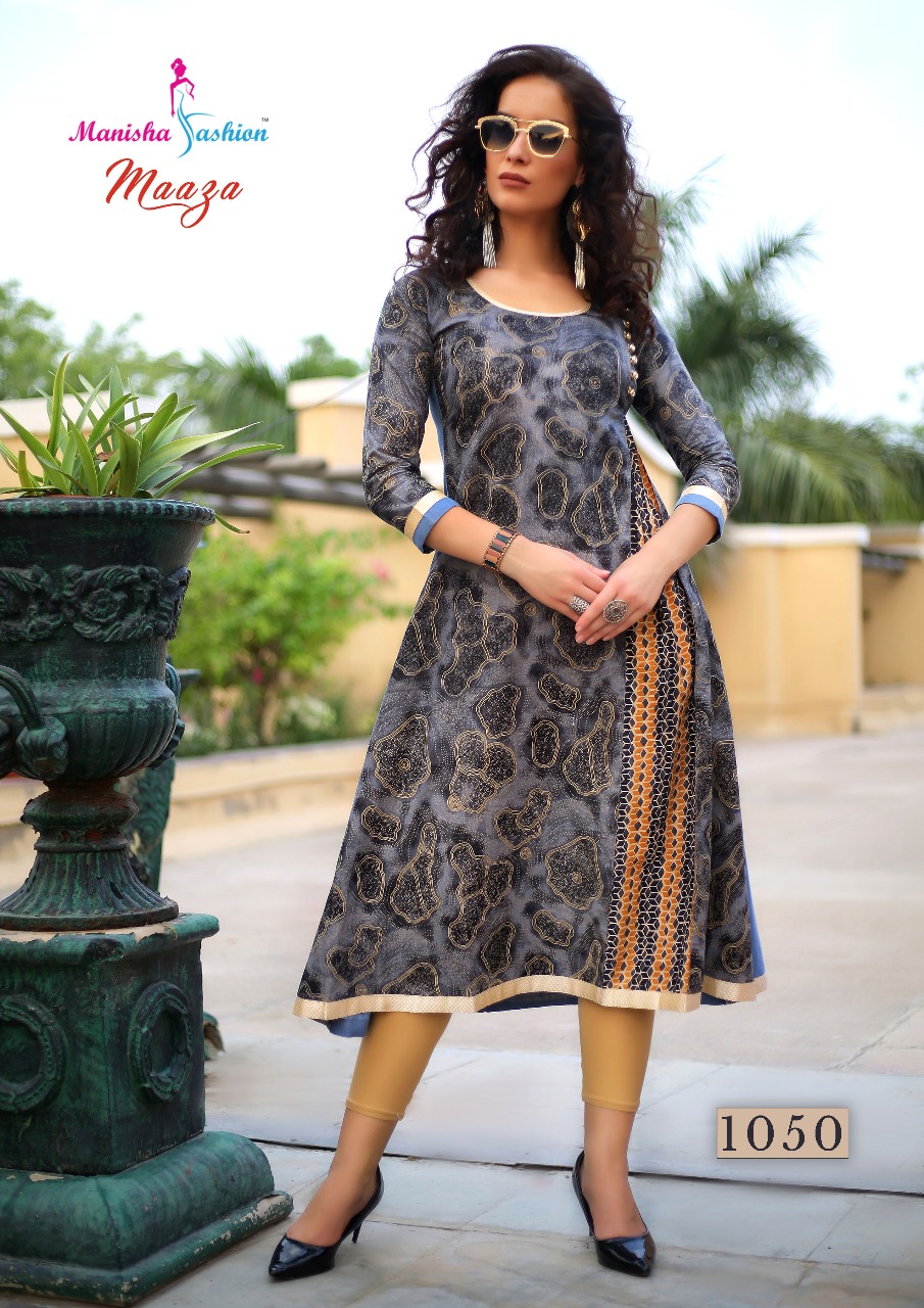 Maaza By Manisha Fashion 1041 To 1052 Series Beautiful Stylish Fancy Colorful Casual Wear & Ready To Wear & Ethnic Wear Slub & Poplin Kurtis At Wholesale Price