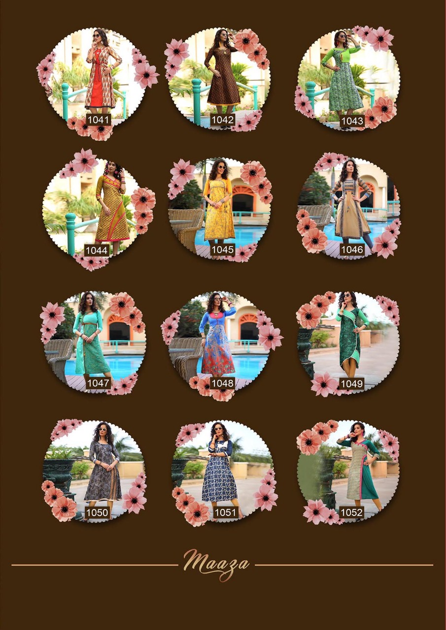 Maaza By Manisha Fashion 1041 To 1052 Series Beautiful Stylish Fancy Colorful Casual Wear & Ready To Wear & Ethnic Wear Slub & Poplin Kurtis At Wholesale Price