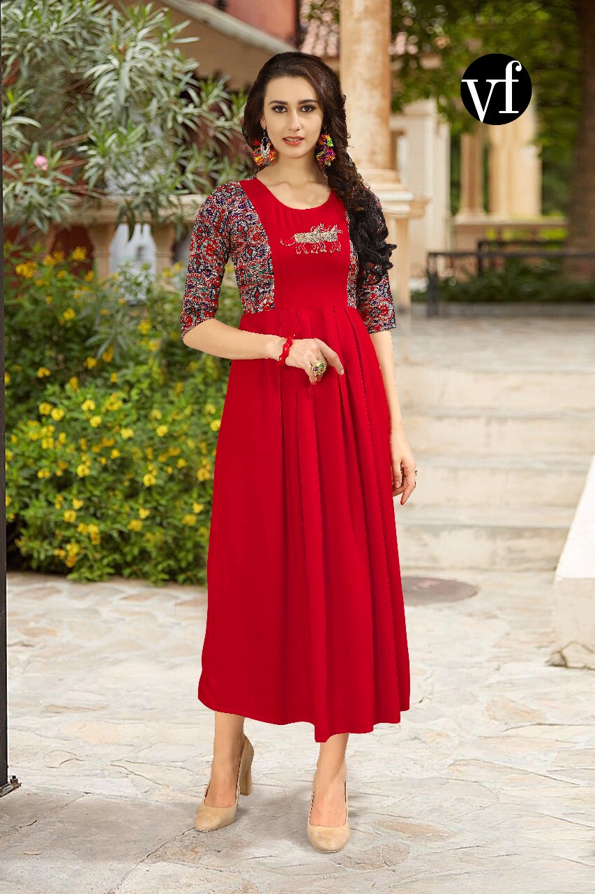 Mac By Vf Kurtis 1021 To 1024 Series Designer Stylish Fancy Beautiful Colorful Party Wear & Ethnic Wear Heat Rayon Printed Kurtis At Wholesale Price