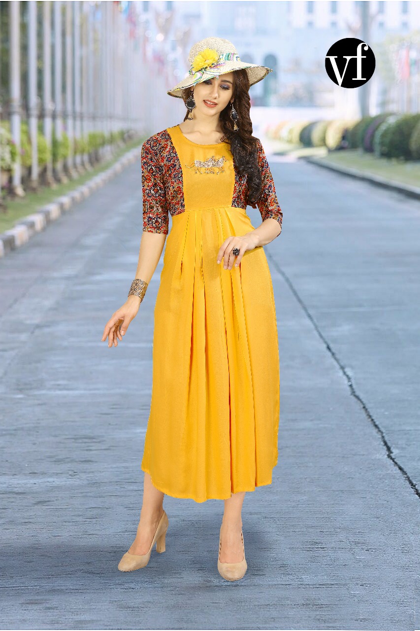 Mac By Vf Kurtis 1021 To 1024 Series Designer Stylish Fancy Beautiful Colorful Party Wear & Ethnic Wear Heat Rayon Printed Kurtis At Wholesale Price