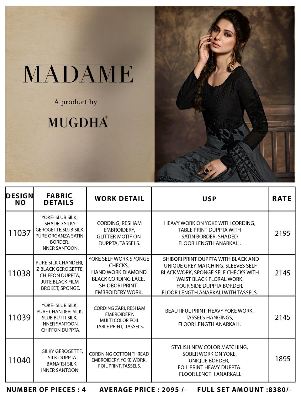 Madame By Mugdha 11037 To 11040 Series Designer Bridal Wear Anarkali Suits Collection Beautiful Stylish Colorful Party Wear & Occasional Wear Silk/georgette Embroidered Dresses At Wholesale Price