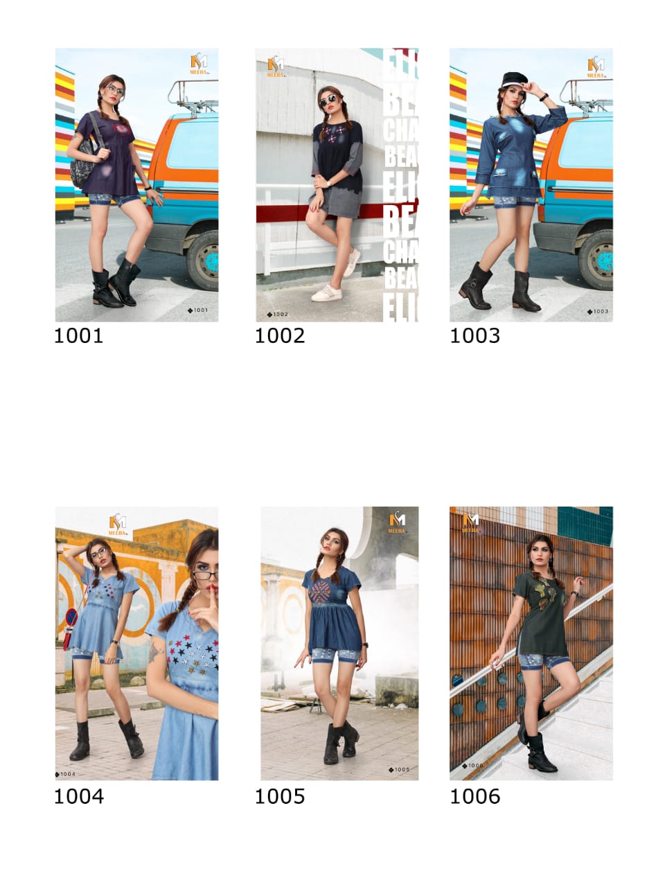 Magic Vol-1 By Meerali 1001 To 1006 Series Beautiful Stylish Colorful Fancy Party Wear & Ethnic Wear & Ready To Wear Heavy Denim Embroidered Kurtis At Wholesale Price