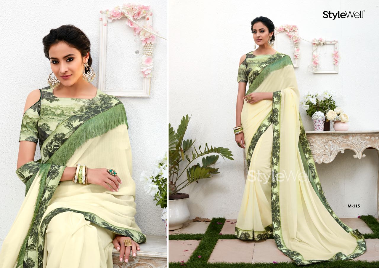 Magnum By Stylewell 111 To 121 Series Indian Traditional Wear Collection Beautiful Stylish Fancy Colorful Party Wear & Occasional Wear Chiffon Digital Printed Sarees At Wholesale Price