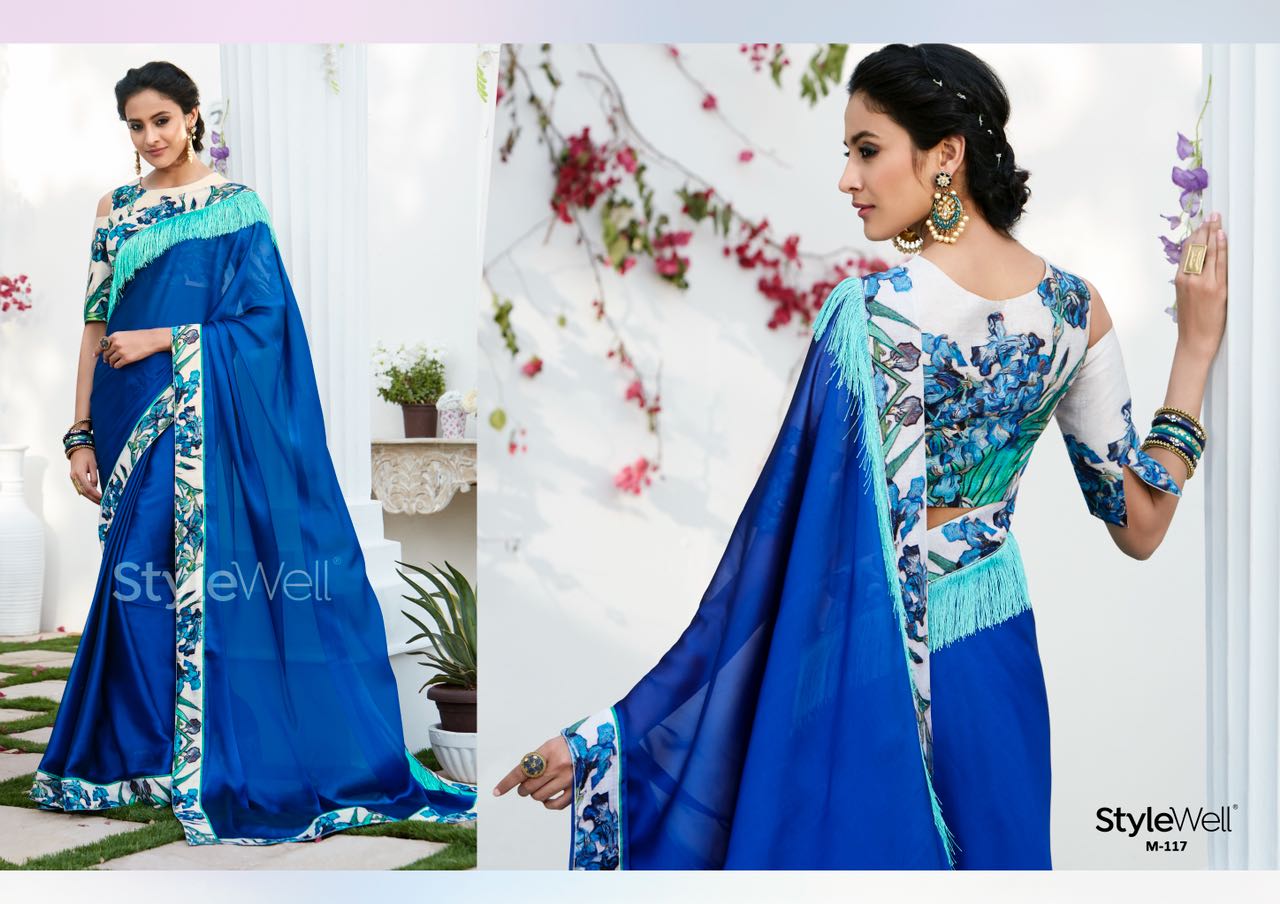 Magnum By Stylewell 111 To 121 Series Indian Traditional Wear Collection Beautiful Stylish Fancy Colorful Party Wear & Occasional Wear Chiffon Digital Printed Sarees At Wholesale Price