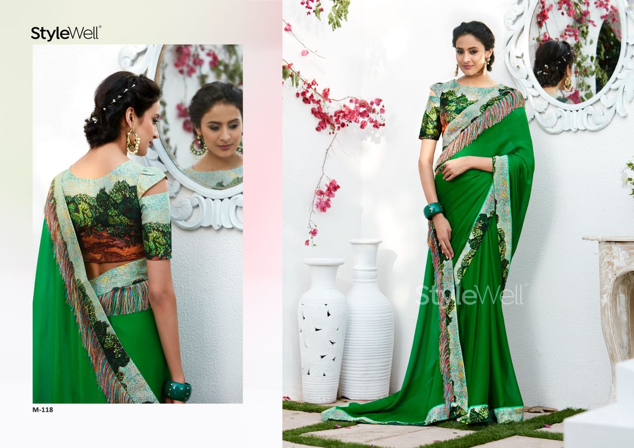 Magnum By Stylewell 111 To 121 Series Indian Traditional Wear Collection Beautiful Stylish Fancy Colorful Party Wear & Occasional Wear Chiffon Digital Printed Sarees At Wholesale Price