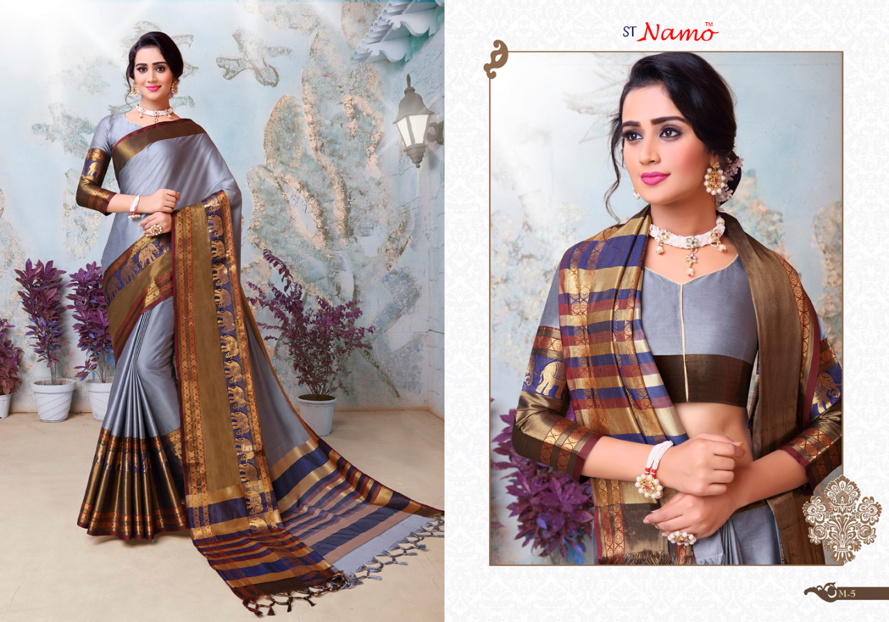 Mahasweta By St Namo 1 To 10 Series Beautiful Indian Designer Colorful Stylish Party Wear & Traditional Wear Cotton Silk Sarees At Wholesale Price