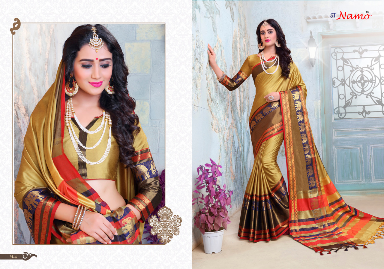 Mahasweta By St Namo 1 To 10 Series Beautiful Indian Designer Colorful Stylish Party Wear & Traditional Wear Cotton Silk Sarees At Wholesale Price