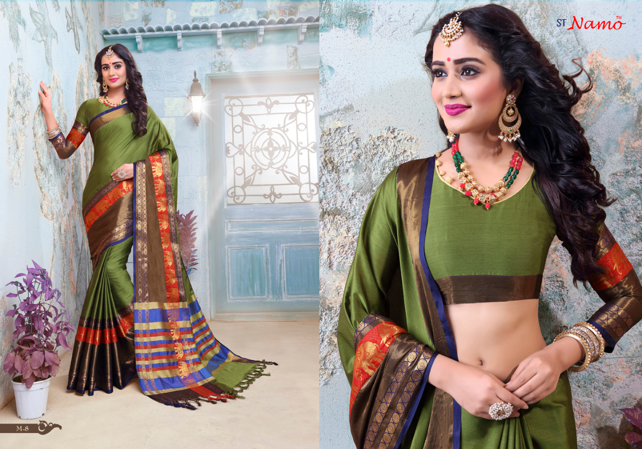 Mahasweta By St Namo 1 To 10 Series Beautiful Indian Designer Colorful Stylish Party Wear & Traditional Wear Cotton Silk Sarees At Wholesale Price
