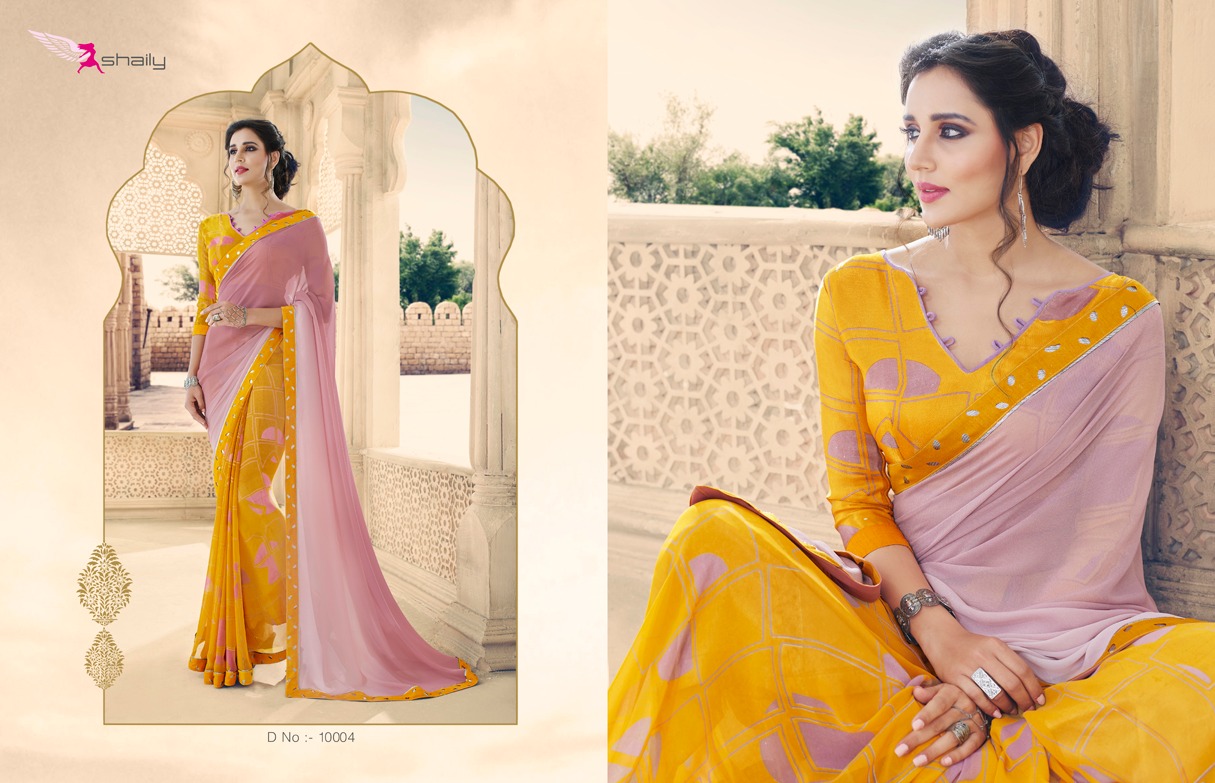 Mahendi By Shaily 10001 To 10012 Series Indian Traditional Wear Collection Beautiful Stylish Fancy Colorful Party Wear & Occasional Wear Georgette Printed Sarees At Wholesale Price