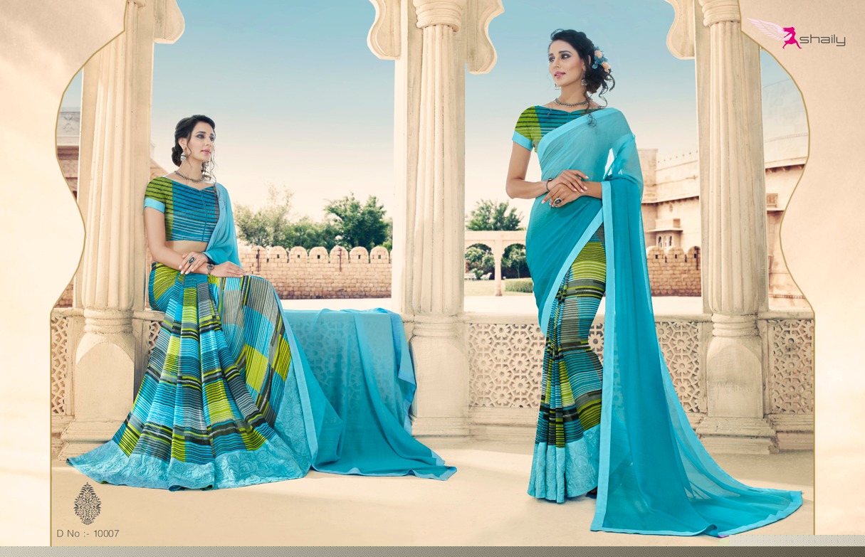 Mahendi By Shaily 10001 To 10012 Series Indian Traditional Wear Collection Beautiful Stylish Fancy Colorful Party Wear & Occasional Wear Georgette Printed Sarees At Wholesale Price
