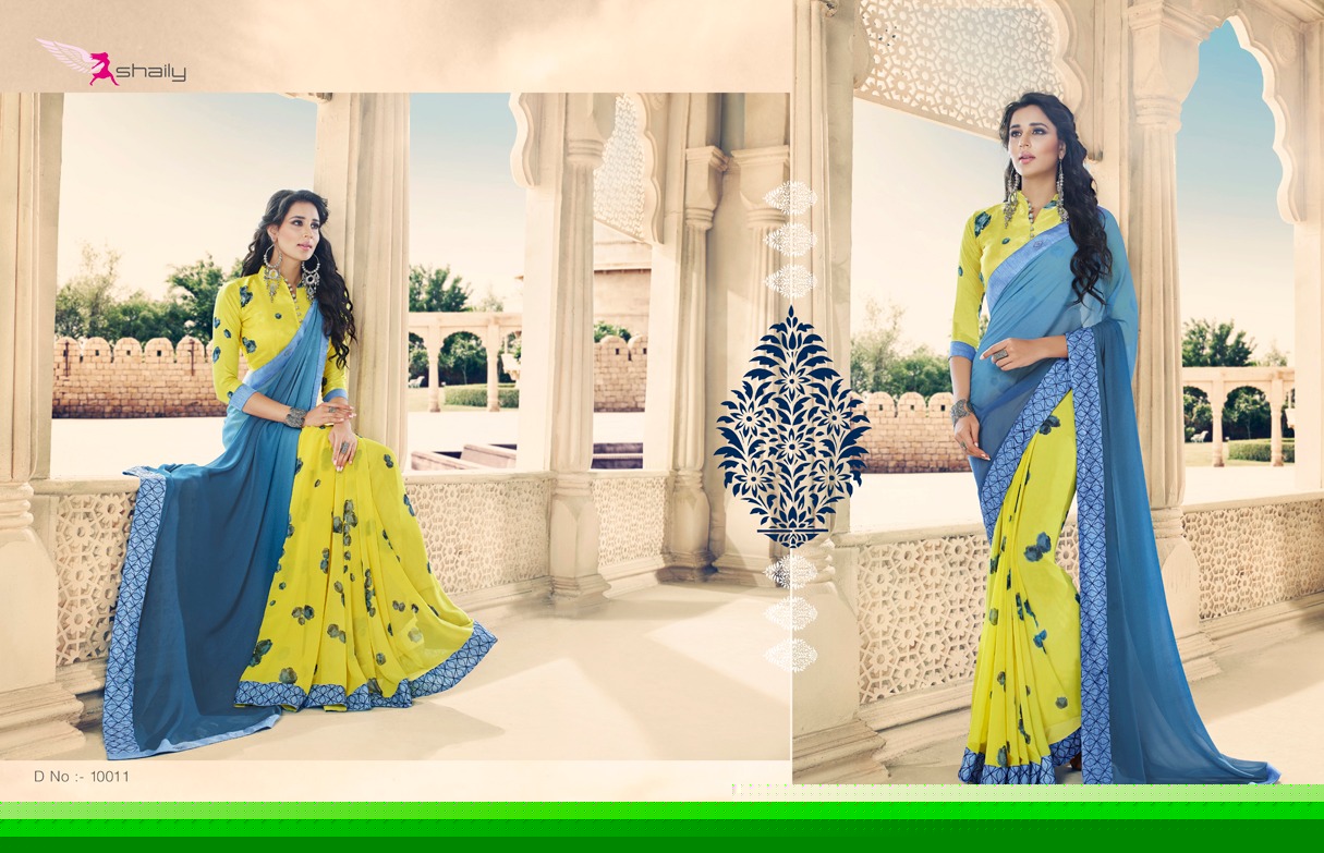 Mahendi By Shaily 10001 To 10012 Series Indian Traditional Wear Collection Beautiful Stylish Fancy Colorful Party Wear & Occasional Wear Georgette Printed Sarees At Wholesale Price