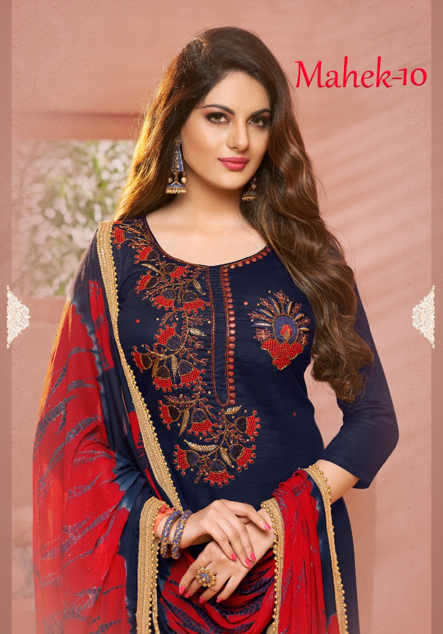 Mahek Vol-10 By Utsav Suits 10001 To 10006 Series Beautiful Suits Stylish Colorful Fancy Casual Wear & Ethnic Wear Glaze Cotton  Embroidery Work Dresses At Wholesale Price