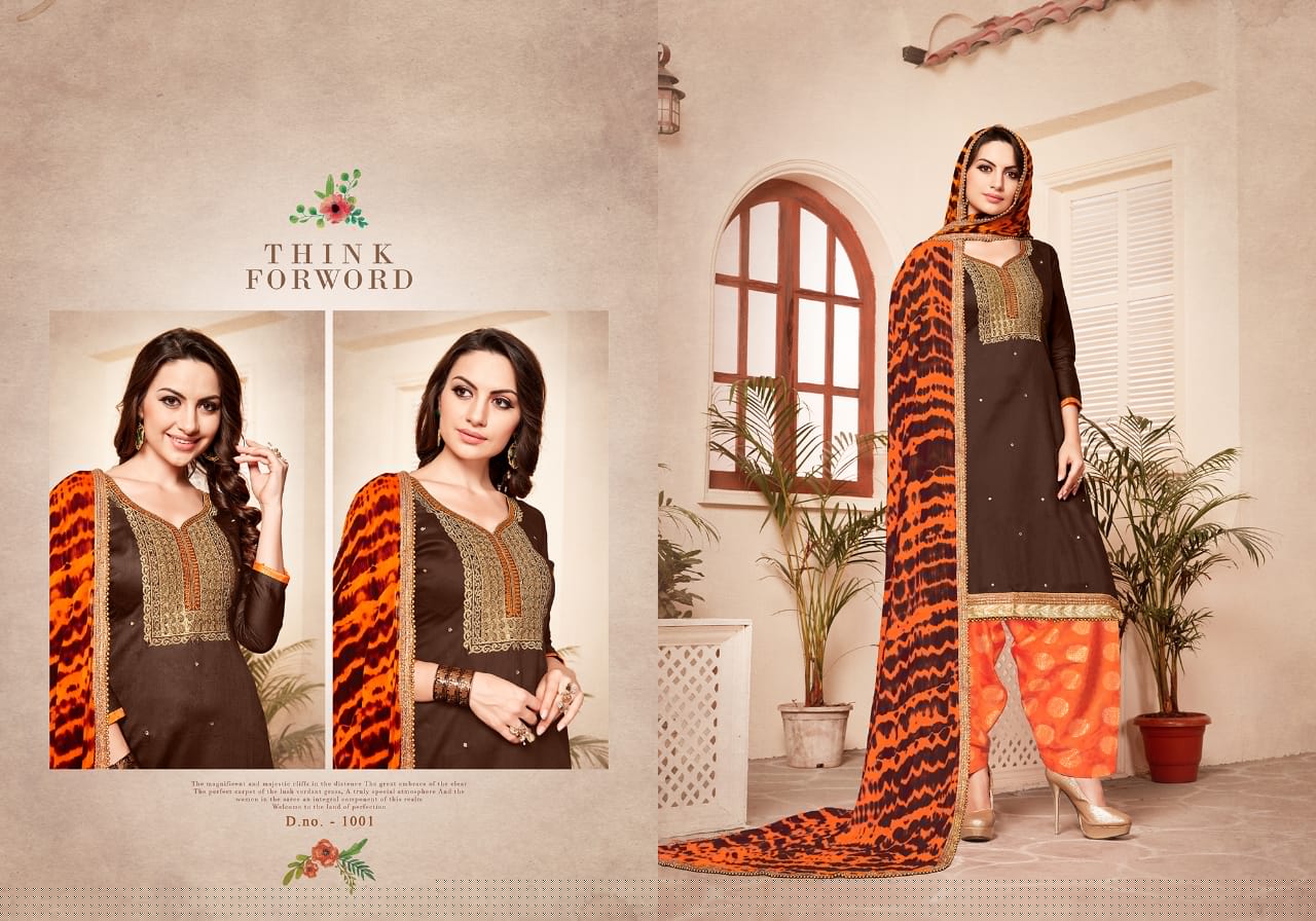 Mahek Vol-4 By Kalyan Prints 1001 To 1006 Series Patiyala Suits Beautiful Stylish Fancy Colorful Party Wear & Ethnic Wear Glaze Cotton Embroidered Dresses At Wholesale Price