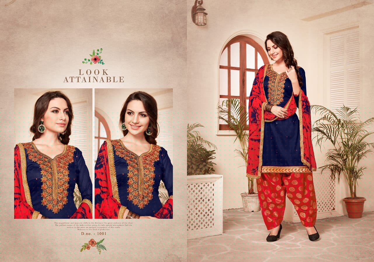 Mahek Vol-4 By Kalyan Prints 1001 To 1006 Series Patiyala Suits Beautiful Stylish Fancy Colorful Party Wear & Ethnic Wear Glaze Cotton Embroidered Dresses At Wholesale Price