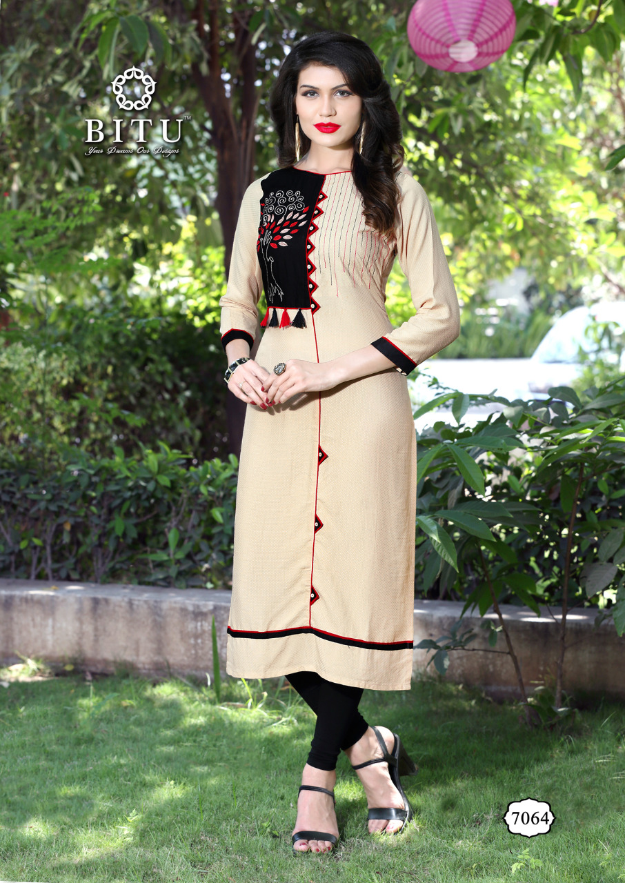 Mahek By Bitu 7060 To 7067 Series Stylish Beautiful Fancy Colorful Casual Wear & Ethnic Wear Heavy Rayon Embroidered Kurtis At Wholesale Price