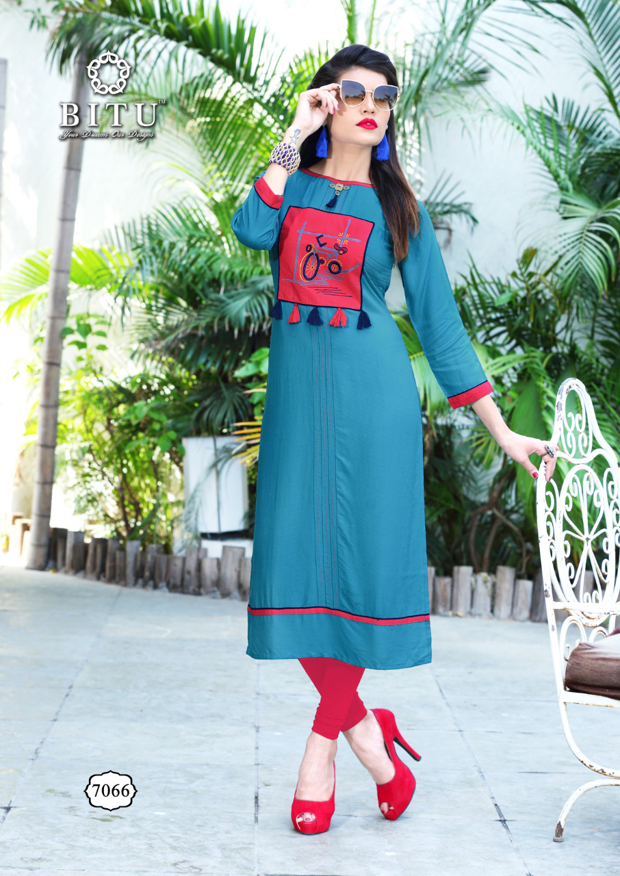 Mahek By Bitu 7060 To 7067 Series Stylish Beautiful Fancy Colorful Casual Wear & Ethnic Wear Heavy Rayon Embroidered Kurtis At Wholesale Price