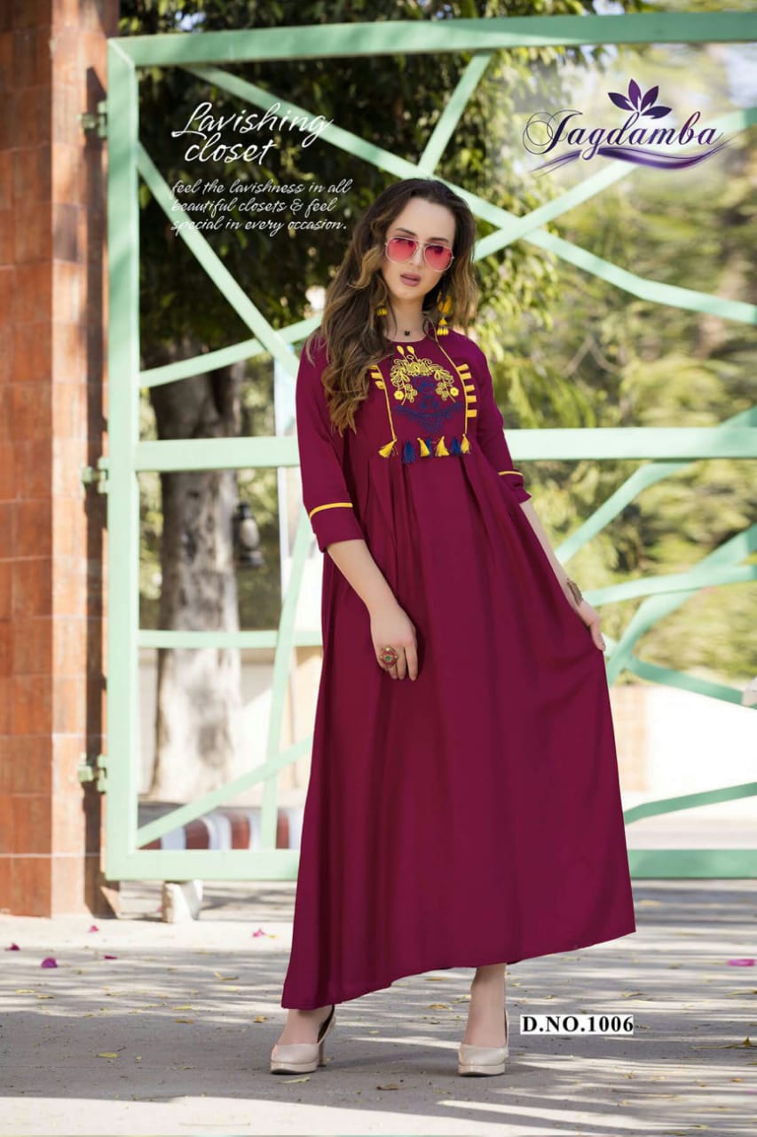 Mahekk Vol-2 By Jagdamba 1001 To 1010 Series Designer Beautiful Stylish Fancy Colorful Casual Wear & Ethnic Wear & Ready To Wear Rayon Printed Kurtis At Wholesale Price