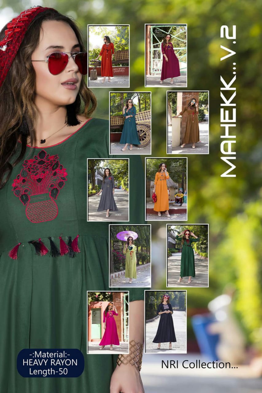 Mahekk Vol-2 By Jagdamba 1001 To 1010 Series Designer Beautiful Stylish Fancy Colorful Casual Wear & Ethnic Wear & Ready To Wear Rayon Printed Kurtis At Wholesale Price