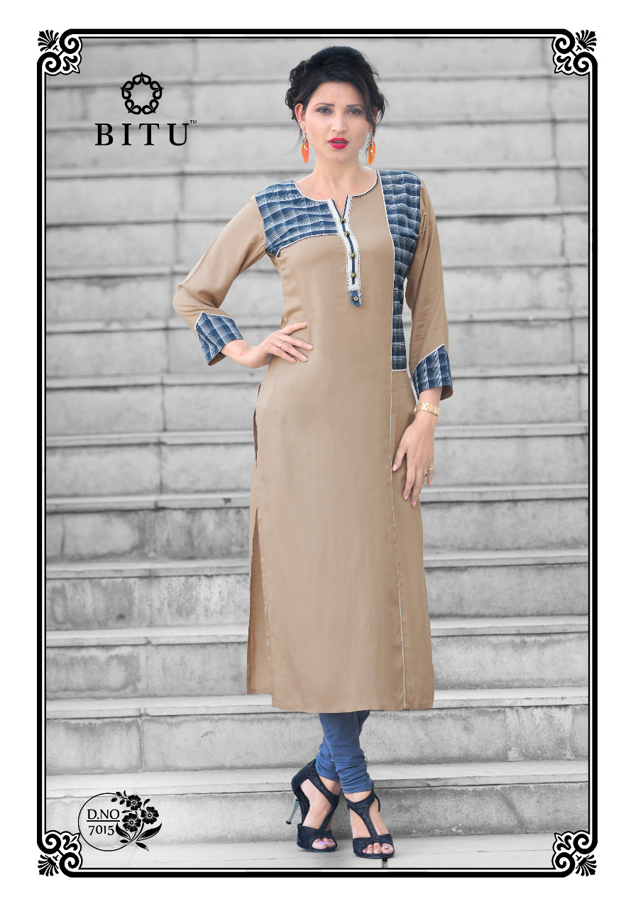 Mahi By Bitu 7011 To 7018 Series Beautiful Stylish Fancy Colorful Casual Wear & Ethnic Wear Plain Rayon & Cotton Printed Kurtis At Wholesale Price