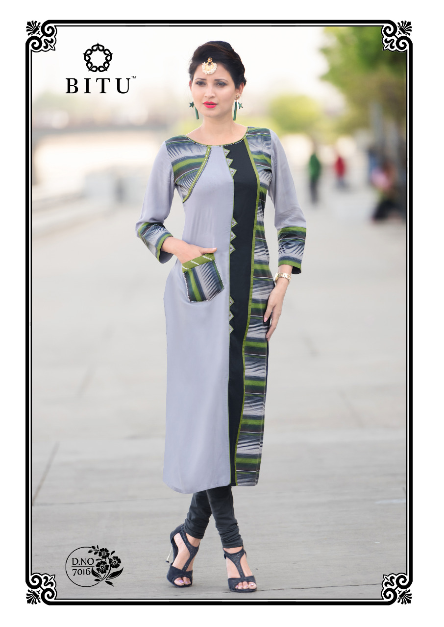Mahi By Bitu 7011 To 7018 Series Beautiful Stylish Fancy Colorful Casual Wear & Ethnic Wear Plain Rayon & Cotton Printed Kurtis At Wholesale Price