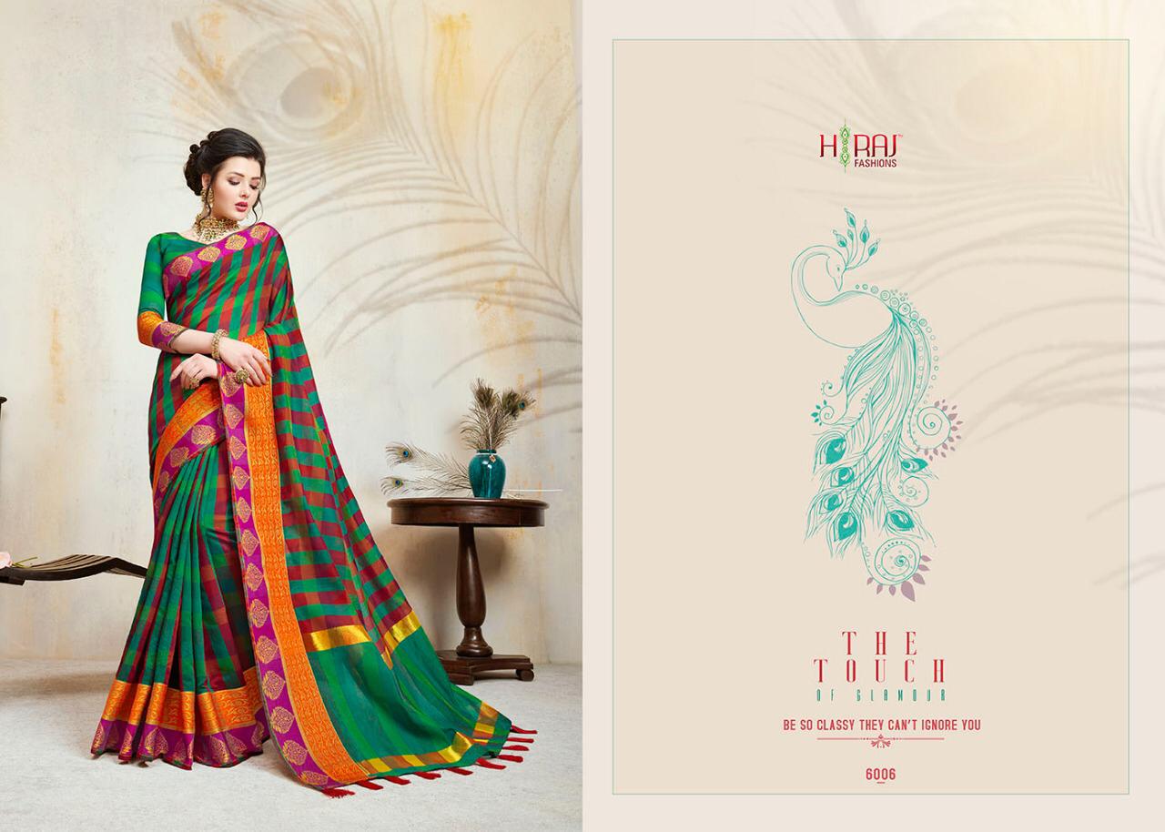 Mahima By H Raj Fashion 6001 To 6012 Series Indian Traditional Wear Collection Beautiful Stylish Fancy Colorful Party Wear & Occasional Wear Chanderi Sarees At Wholesale Price