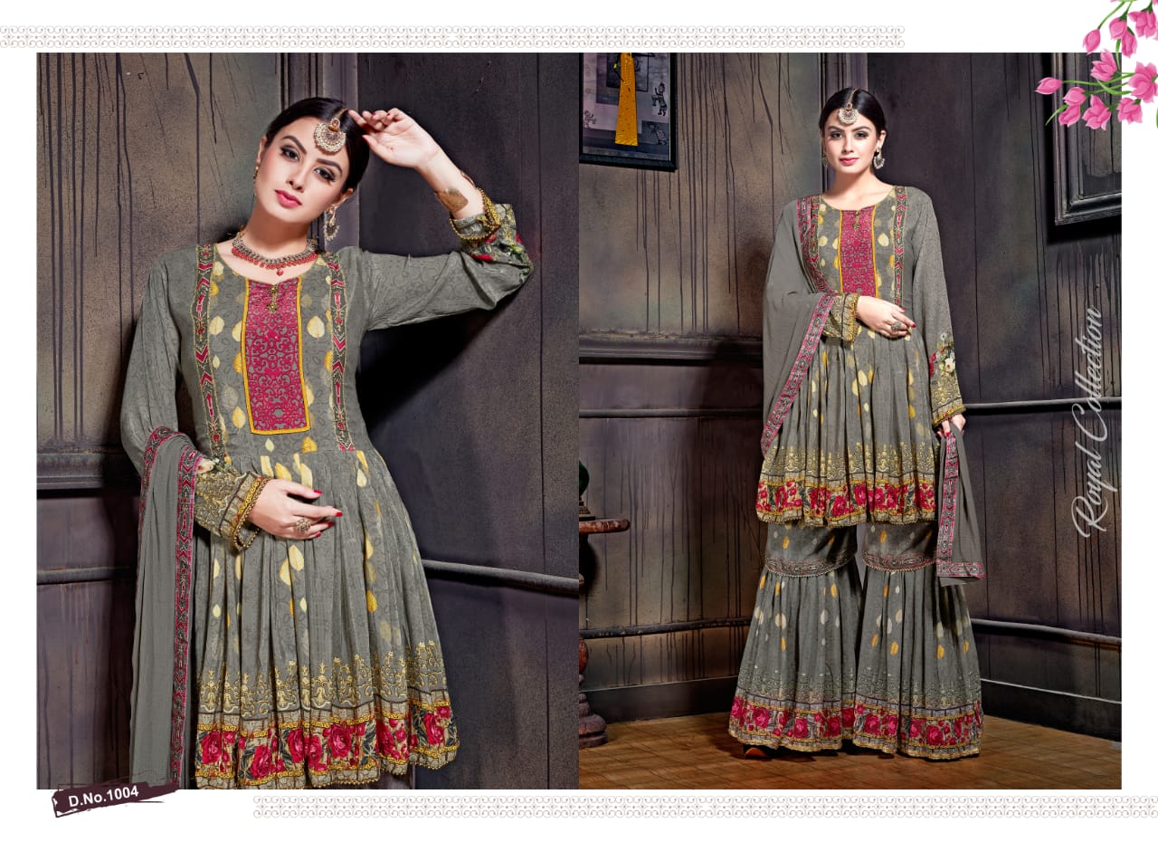 Maira Vol-2 By Virat Creation 1001 To 1004 Series Beautiful Gharara Suits Stylish Fancy Colorful Party Wear & Ethnic Wear Faux Georgette Digital Embroidered Dresses At Wholesale Price