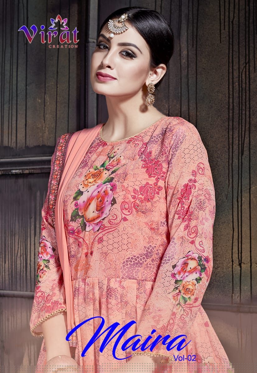 Maira Vol-2 By Virat Creation 1001 To 1004 Series Beautiful Gharara Suits Stylish Fancy Colorful Party Wear & Ethnic Wear Faux Georgette Digital Embroidered Dresses At Wholesale Price