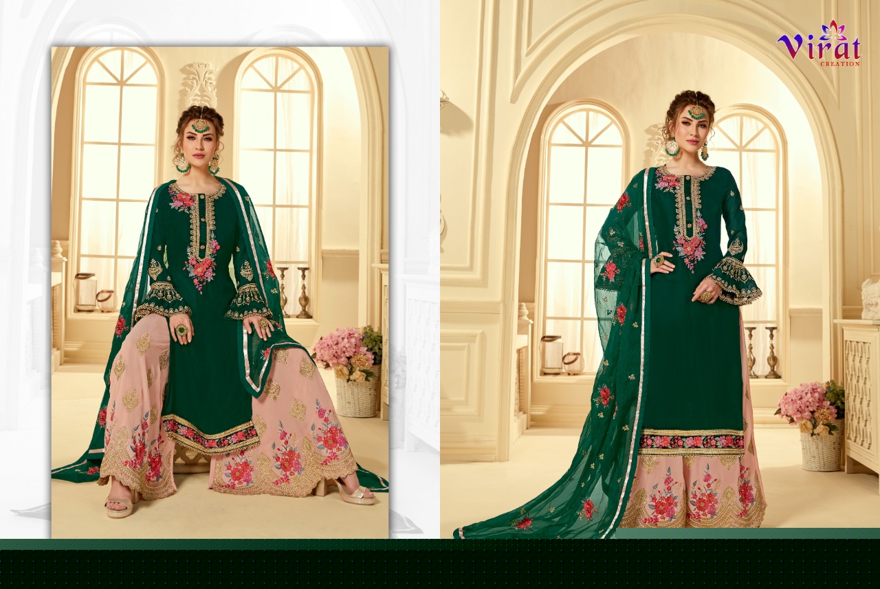 Maira Vol-5 By Virat Creation 5001 To 5003 Series Designer Anarkali Collection Beautiful Stylish Fancy Colorful Party Wear & Occasional Wear Satin Georgette Embroidered Dresses At Wholesale Price