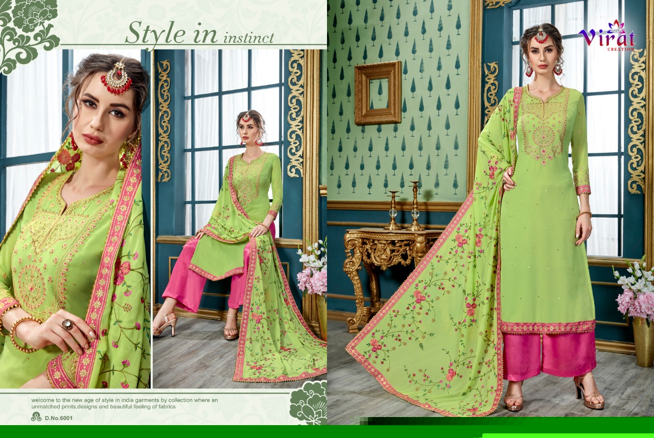 Maira Vol-6 By Virat Creation 6001 To 6005 Series Designer Anarkali Collection Beautiful Stylish Fancy Colorful Party Wear & Occasional Wear Faux Georgette Embroidered Dresses At Wholesale Price